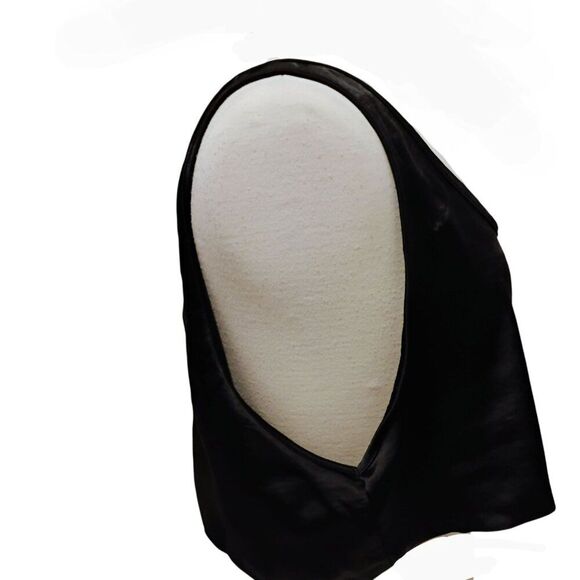 Nasty Gal Top Tank Cropped Hammered Satin Super Scoop Neck Black Loose Flowy 10 - Picture 5 of 8